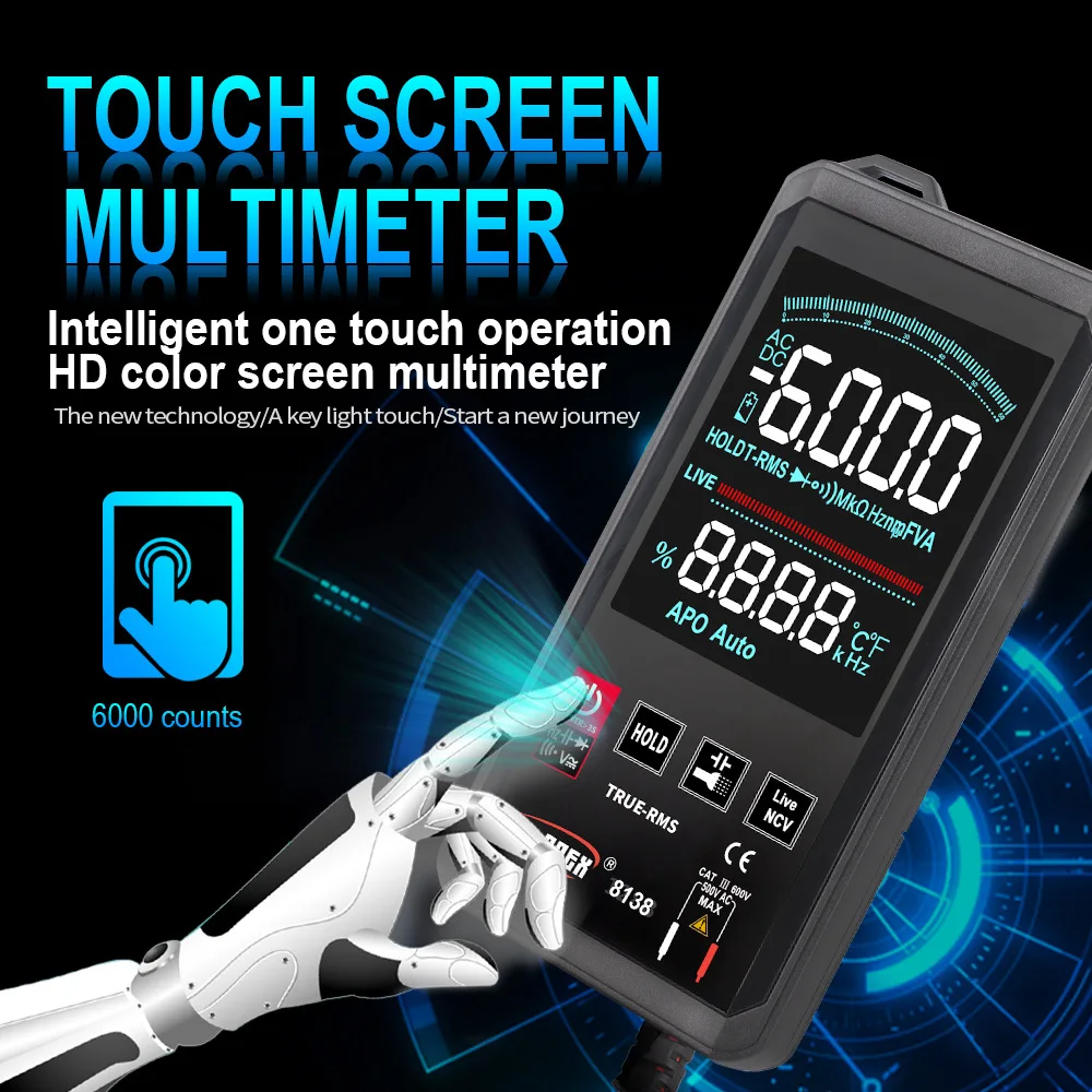 

Intelligent digital multimeter, touch screen 8136, digital-analog dual display, automatic beep recognition