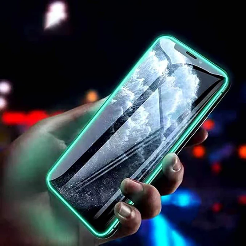 3PCS Luminous Tempered Glass For iPhone 14 13 12 11 Pro XS MAX XR Glowing Screen Protector For iPhone 11 12 13 14 Protector