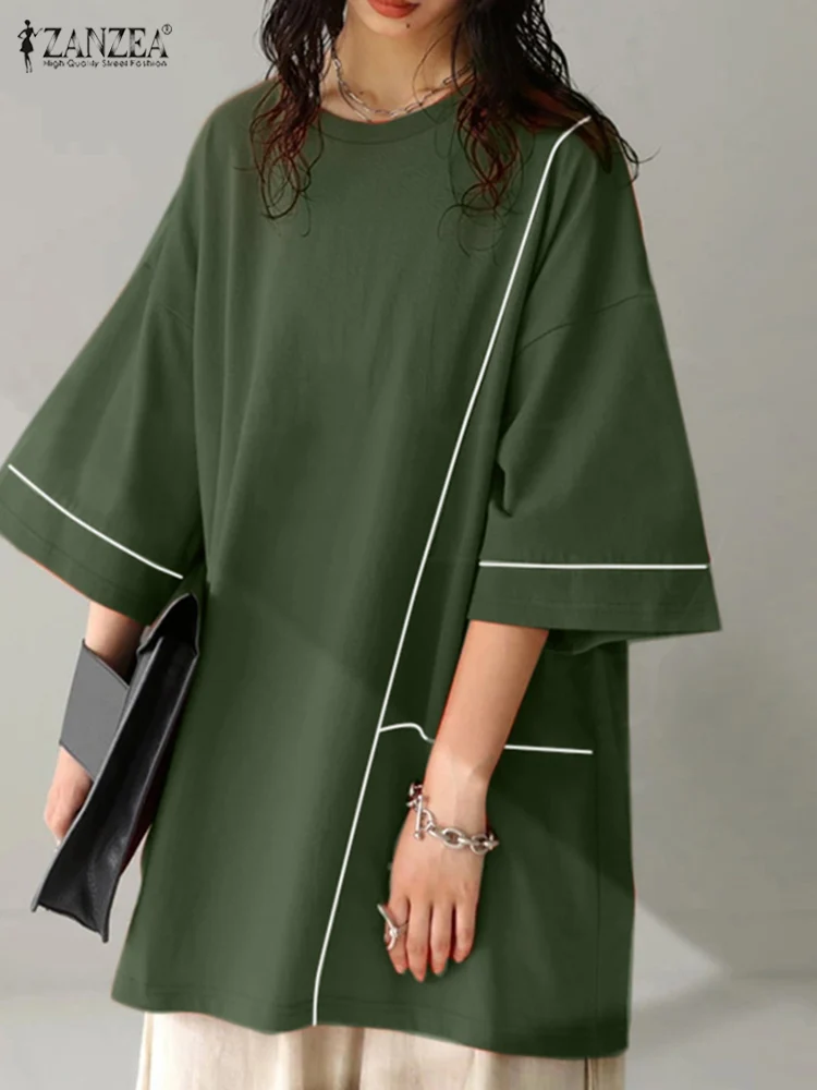 

2023 ZANZEA Fashion Women Blouses Korean Style Streetwear Top Summer Oversized Tunic Blusas Causal 3/4 Sleeve Loose Shirts Mujer