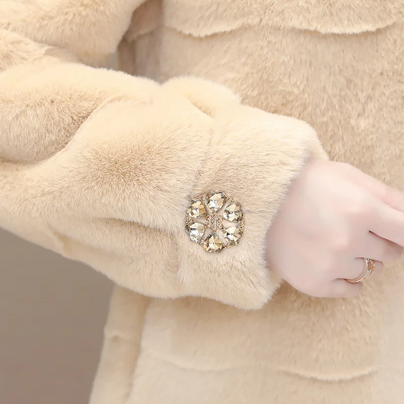 New Women Winter Thick Loose Warm Outwear h Hooded Jacket Female Women Mink Velvet Luxury Faux Mink Fur Coats Top Elegant