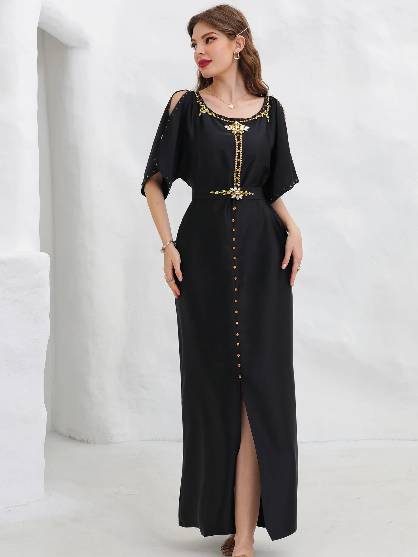 Caftan Marocain Abaya Dubai Evening Dresses for Women Turkey Islam off shoulder Muslim Hijab Dress Kaftan Robe Djellaba Femme