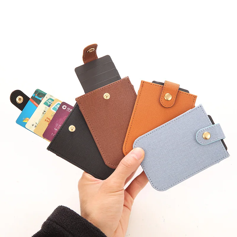 Creative Laminated Pull-out Card Case Mini Solid Color Ultra-thin Multi-card Men's Card Holder Compact Carry-on ID Holder Female
