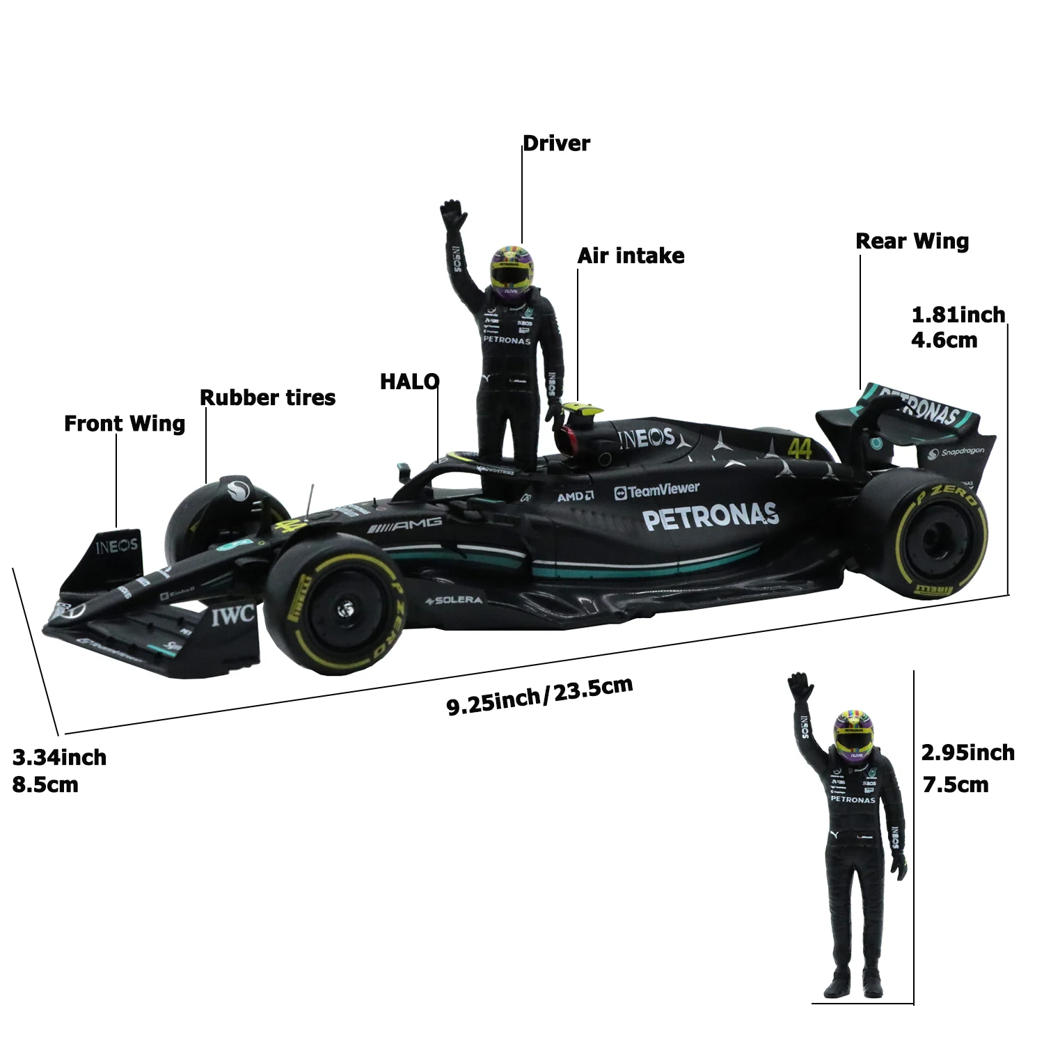 Bburago 2023 Mercede AMG W14 гоночный водитель кукла Гамильтон масштаб 1/24 литая модель