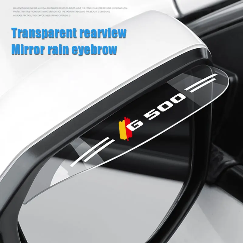 

2X For Mercedes Benz G500 Rearview Mirror Rain Shade Rainproof Blades Car Back Rain Eyebrow Cover Flexible PVC Auto Accessories
