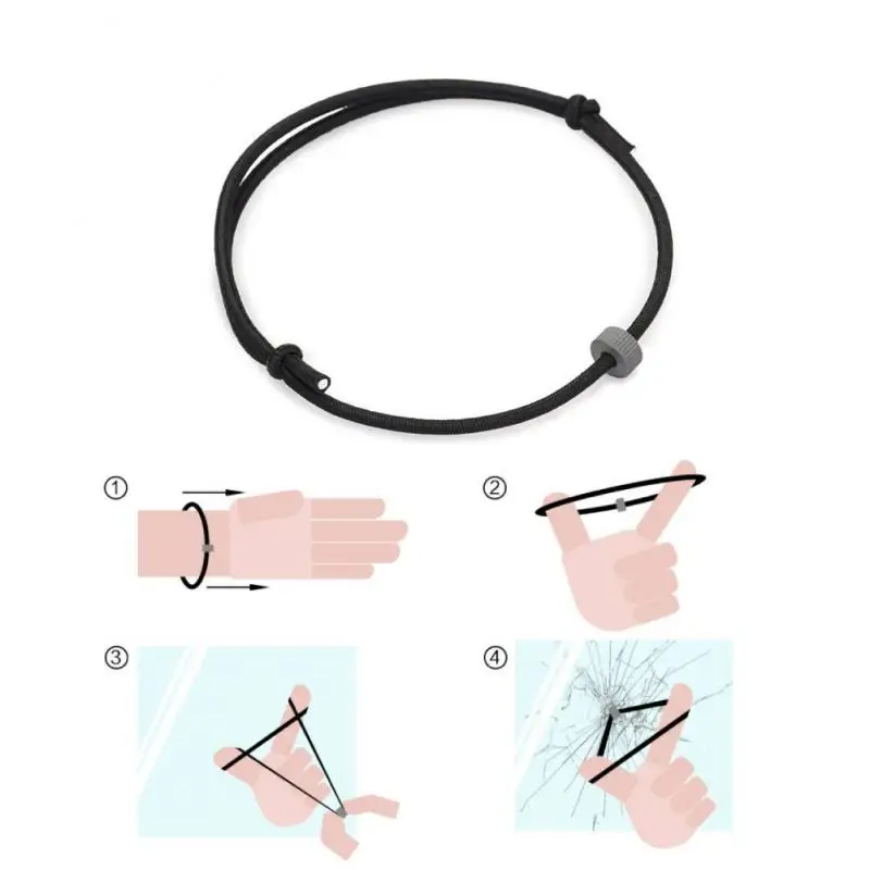 

Car Window Breaker Escape Bracelet With Tungsten Carbide Bead Decoration Hand Chain Auto Life-Saving Tool Брелок Спасатель