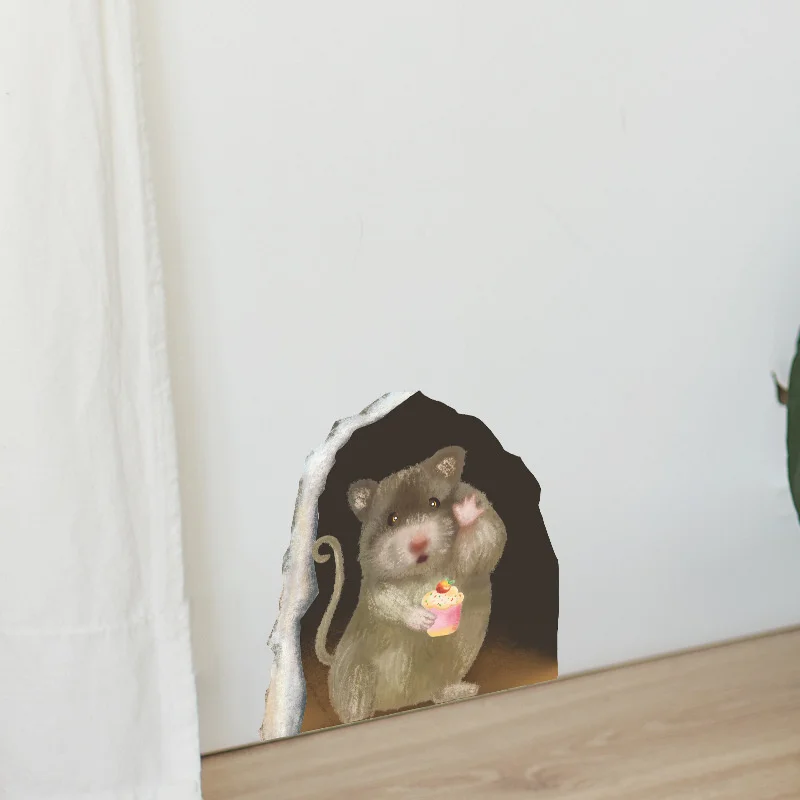 5 шт. милые настенные Стикеры с отверстиями для мыши домашний декор аниме