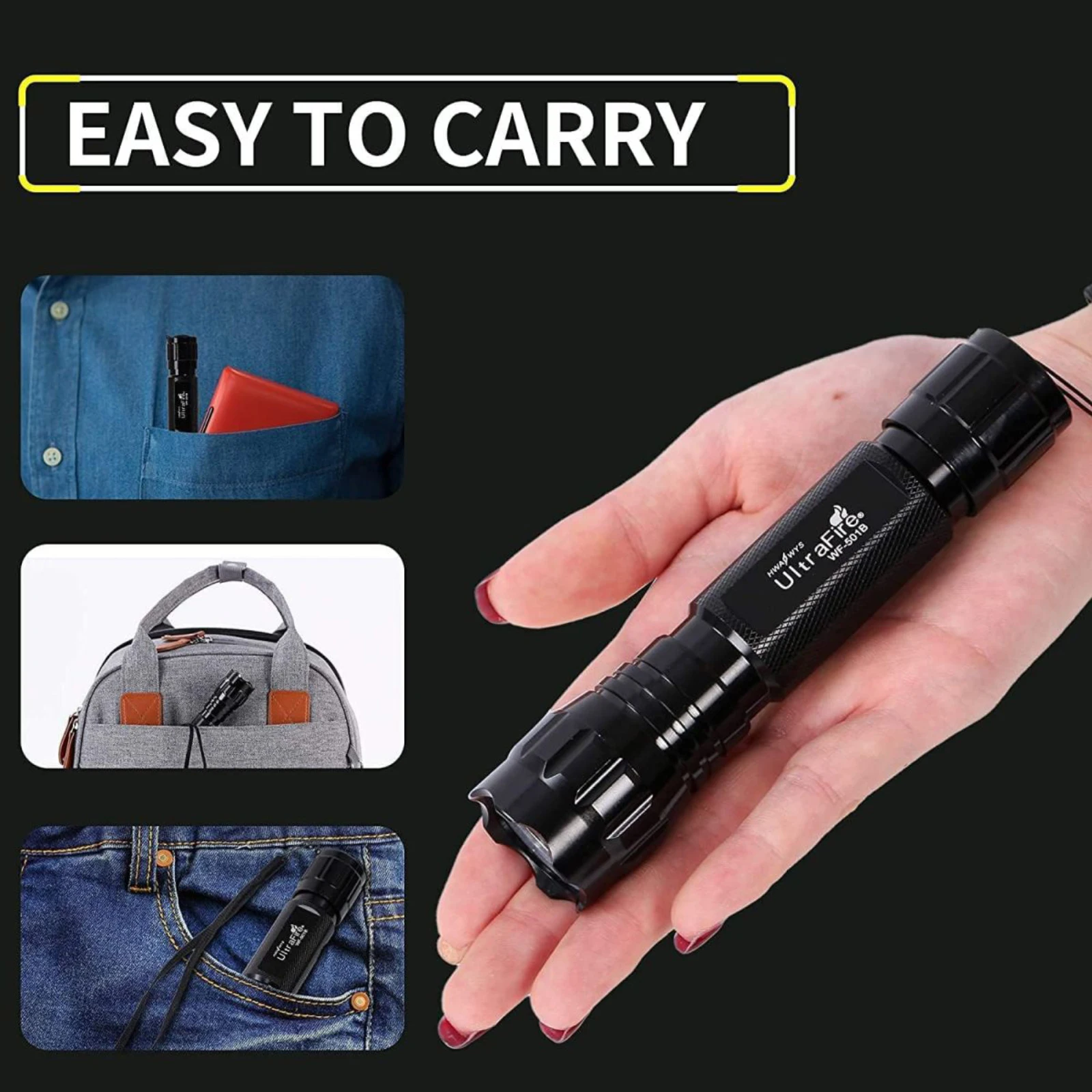 UltraFire 2 Pack WF-501B Тактический полицейский фонарь 1200 люмен Мощный армейский 18650