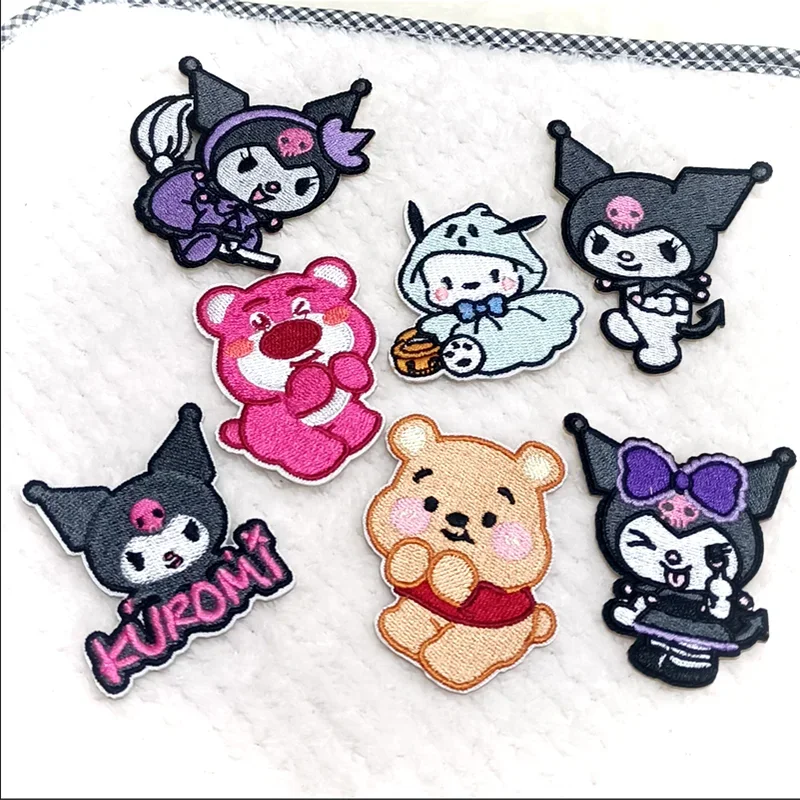 

Charms Kuromi Self-adhesive Embroidery Cinnamoroll Cartoon Kawaii Anime Cartoon Dress Jeans Decor Pants Bag Patch Accessories