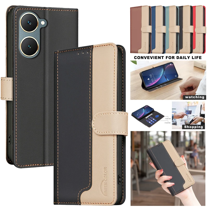 Кожаный флип-кошелек с отделением для карт VIVO Y38 Y200i Y36 Y03 Y27 Y35 Y22s Y22 4G