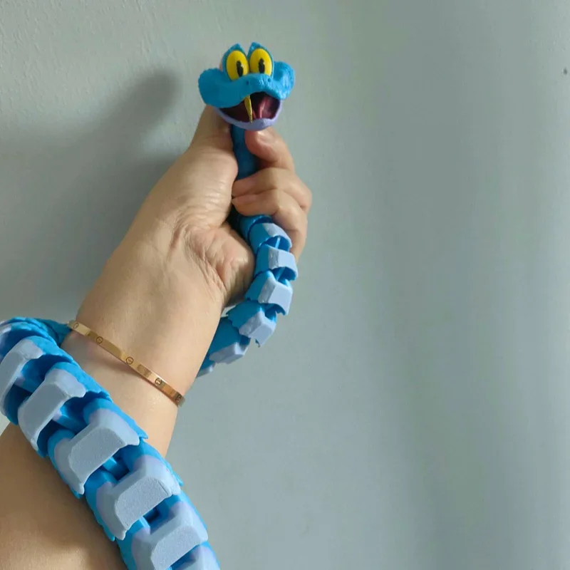 Фото Новая 3d печатная змея, реалистичная статуя змеи, подвижный шарнир, игрушки-непоседы, имитация змеи, украшение для офисного стола, модель животного, подарок №4