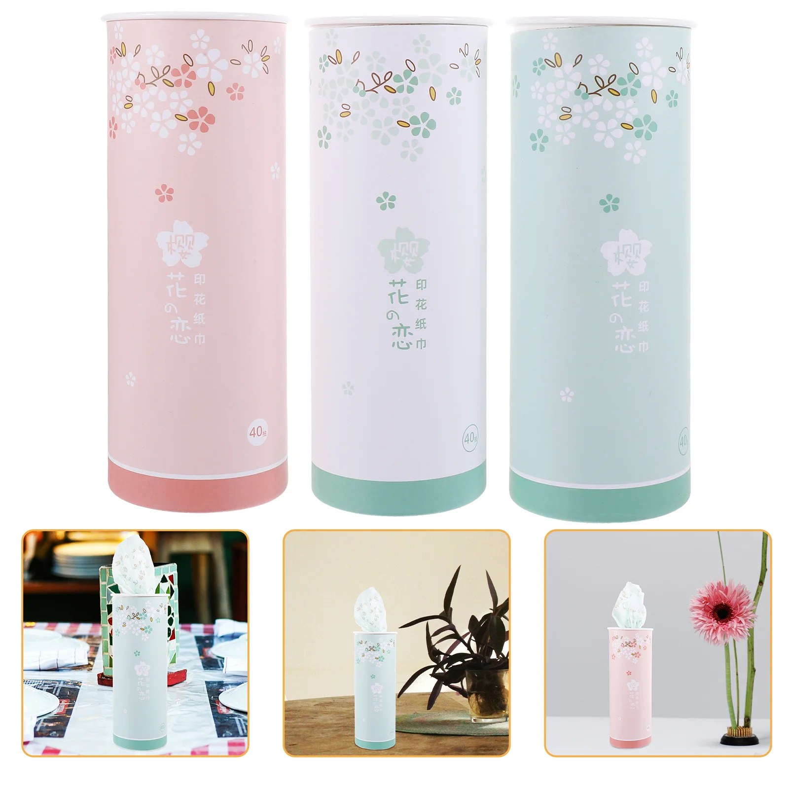 

3pcs Car Tissues Cylinder Travel Facial Tissues Car Facial Wipes Car Cup Holder