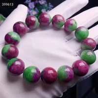 natural red ruby gemstone bracelet round beads 14mm red green ruby zoisite bracelet women men best gift fine jewelry aaaaa