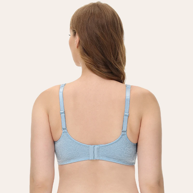 Wingslove Women's Minimizer Full Coverage Wirefree Non-padded Flower Floral Bra Plus Size Sexy Beauty Lace Push Up Bra For Women