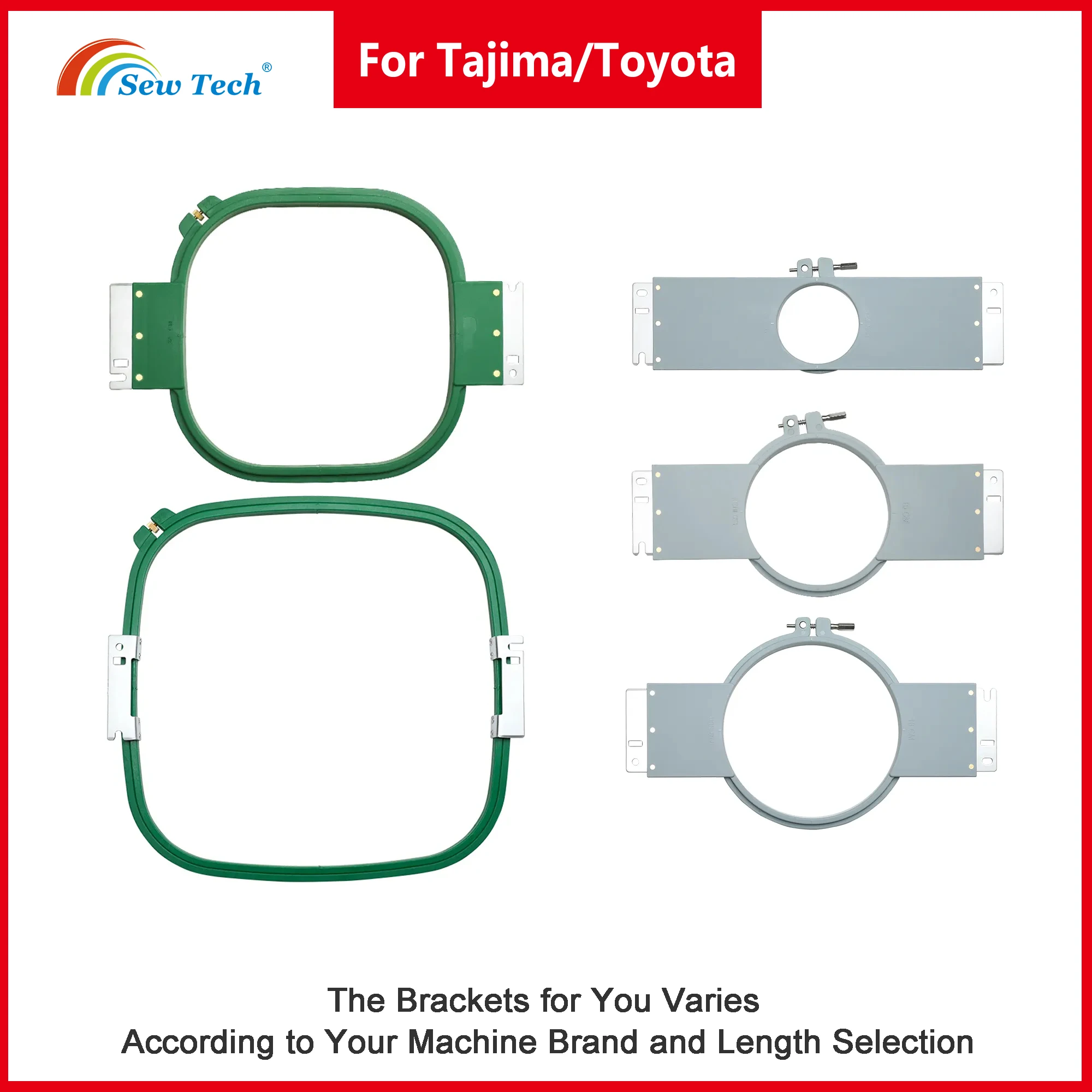 

Sew Tech Embroidery Hoops for Tajima Toyota, Sewing and Embroidery Machine Rings Tubular Frames