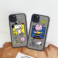 cartoon dog snoopy phone case for iphone 13 12 11 pro max mini xs 8 7 plus x se 2020 xr matte transparent cover