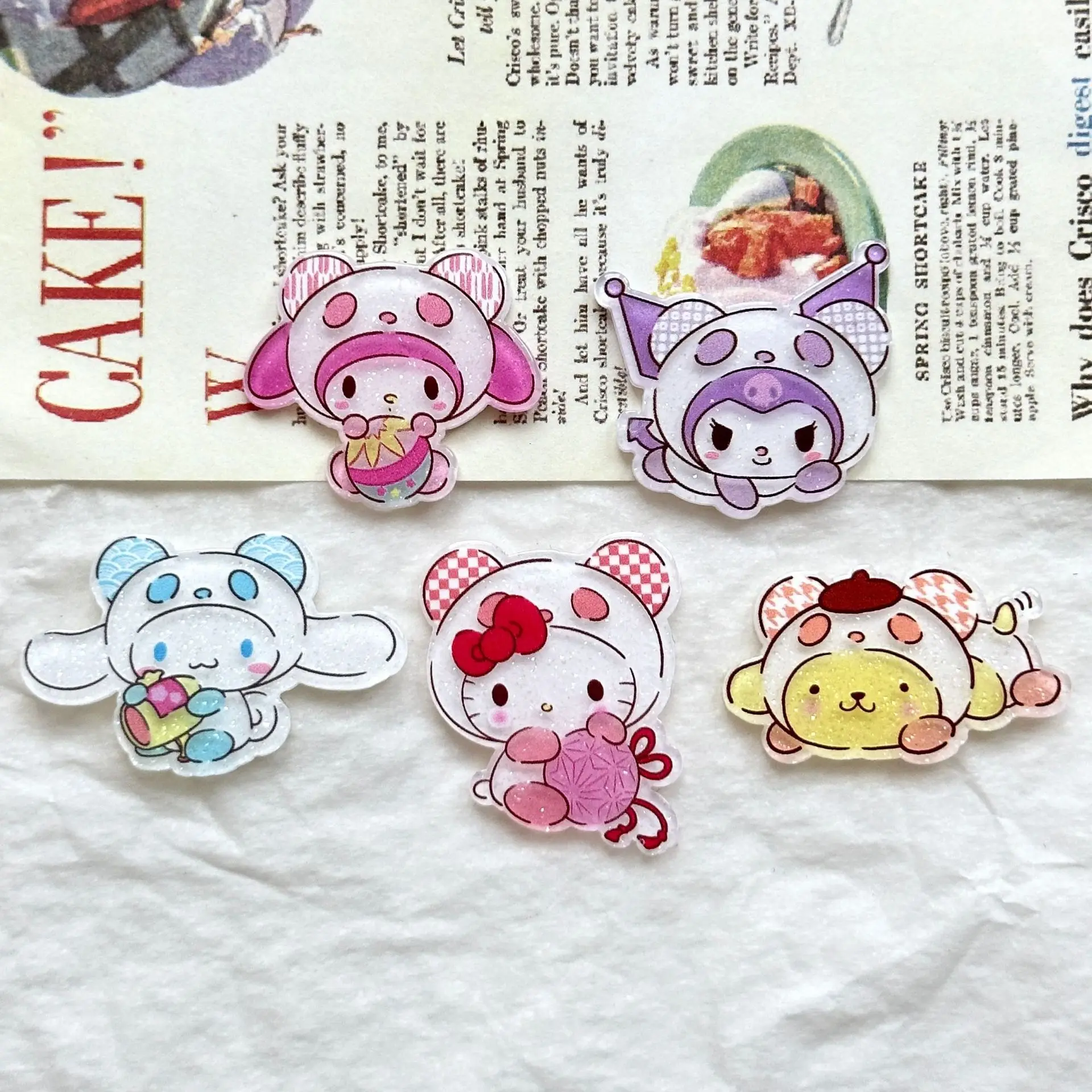 20 шт. милые мультяшные броши Kuromi Cinnamoroll Sanrio сделай сам заколки для волос нашивки