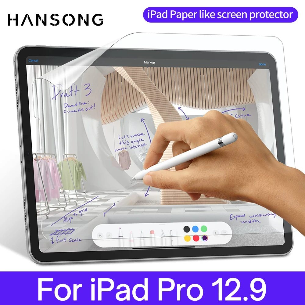 

Paper like screen protector For iPad Pro 12.9 Matte PET Painting Write Touch Screen Film For Apple iPad 2018 2020 2021 Models