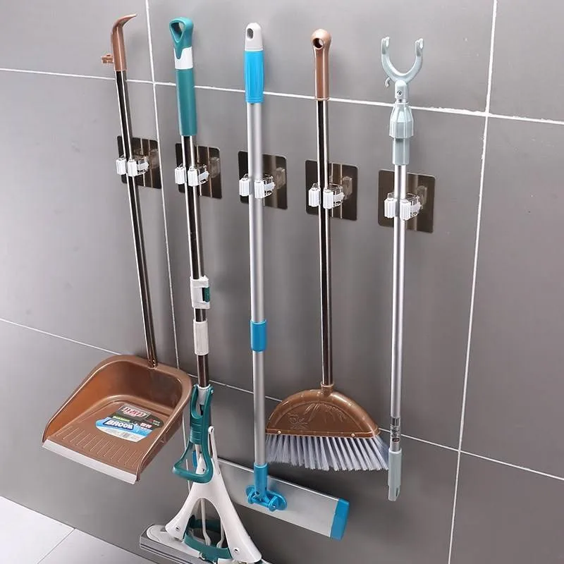 

Adhesive Multi-Purpose Hooks Wall Mounted Mop Organizer Holder RackBrush Broom Hanger Hook Kitchen bathroom Strong Hooks