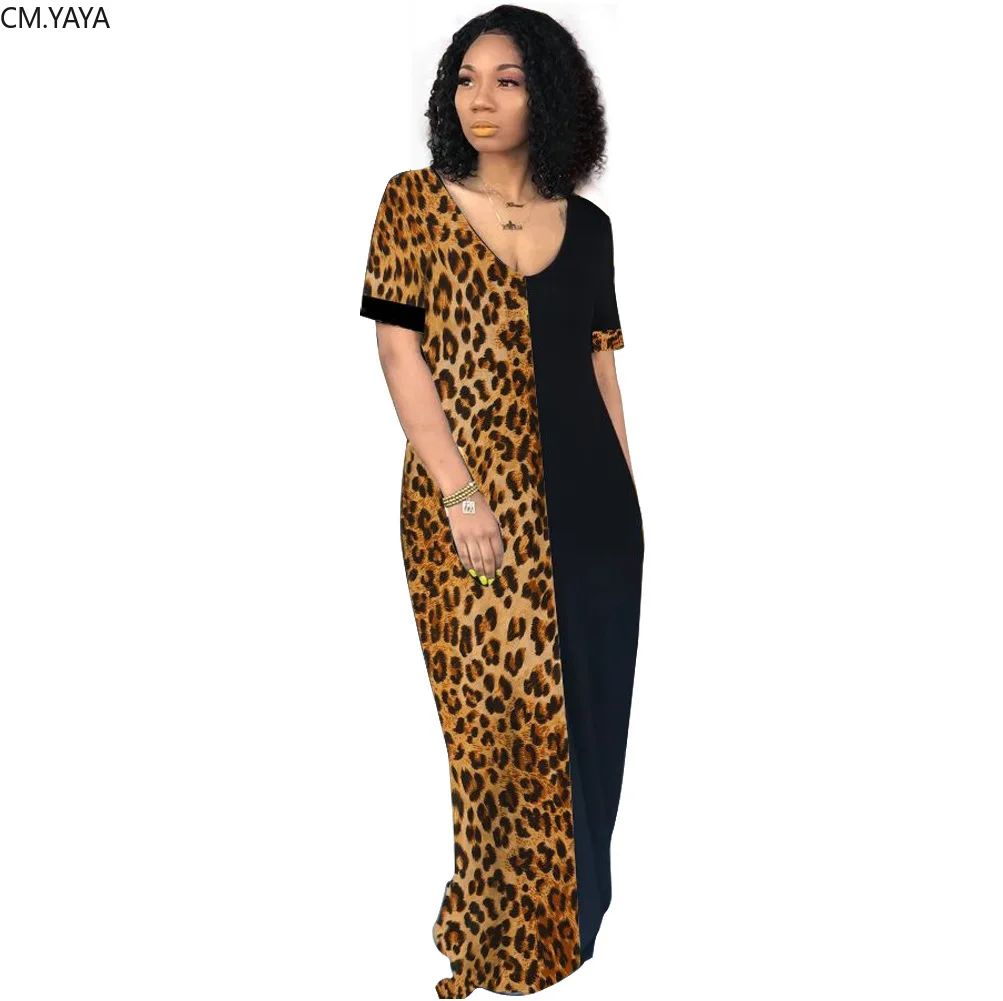 Женское платье-макси с V-образным вырезом коротким рукавом | Женская одежда