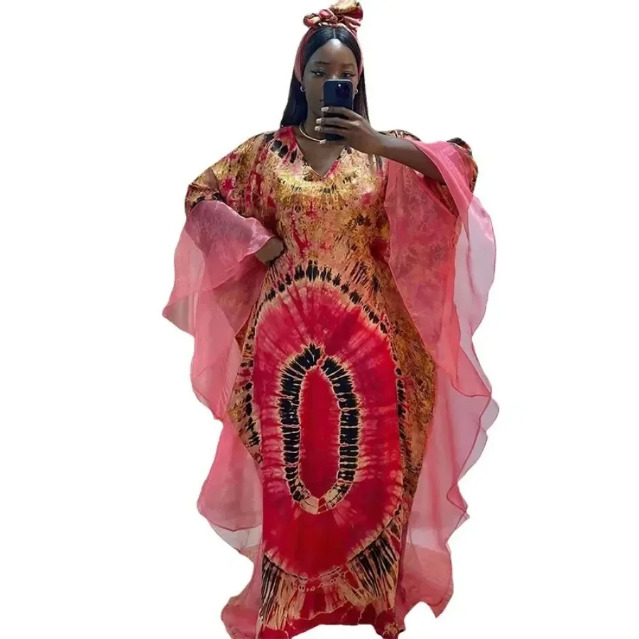 Африканские платья Дашики для женщин летний кафтан Африканский с V-образным