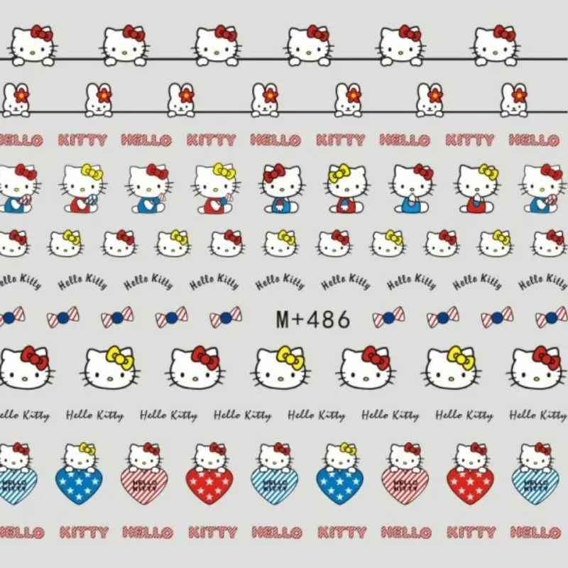 Sanrio 3D Hello Kitty мультяшные наклейки для ногтей модные украшения милые черные