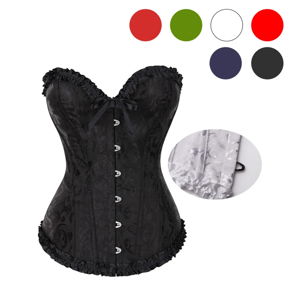 

Pleated Corsets Overbust Women's Slimming Body Shapewear Lace Up Boned Corset Bustier Plus Size