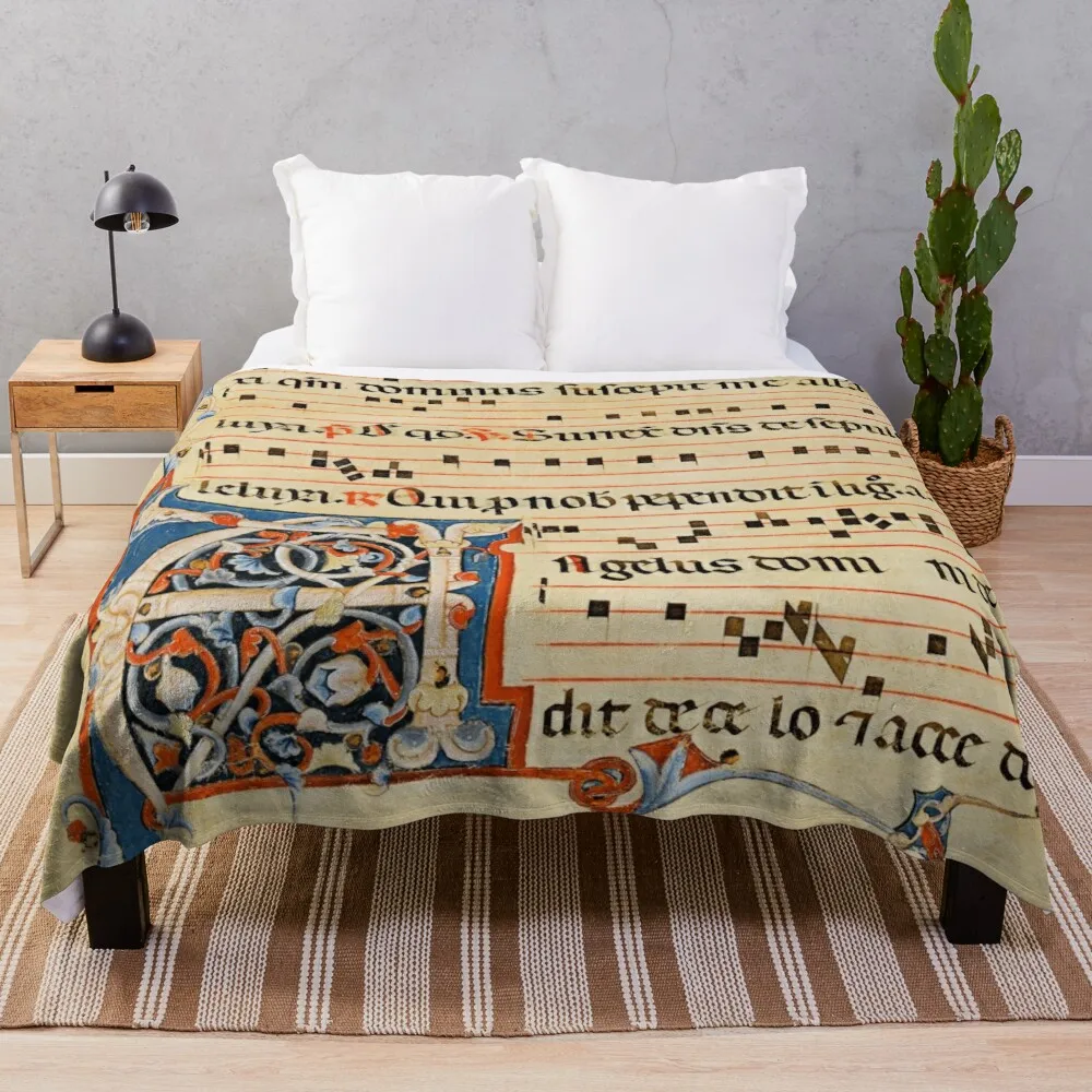 

Antiphonary - Medieval Musical Manuscript Throw Blanket Blanket Fluffy