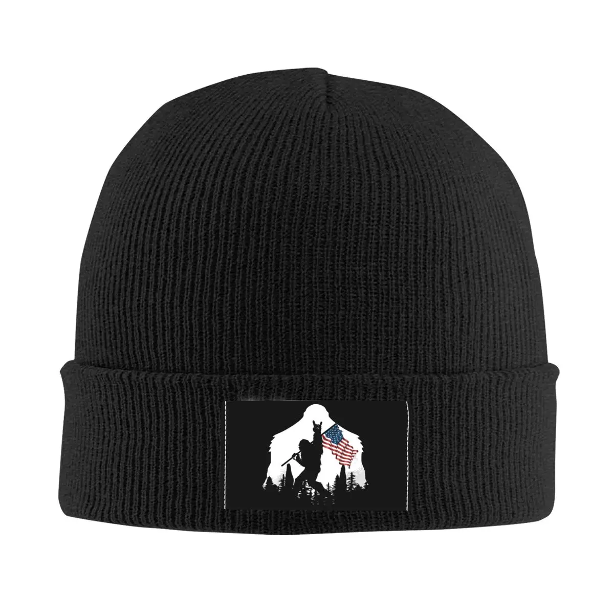 

Шляпа Bigfoot с американским флагом, шапки, Модная вязаная шапка для женщин и мужчин, зимние теплые шапочки из снежного материала, облегающие ша...
