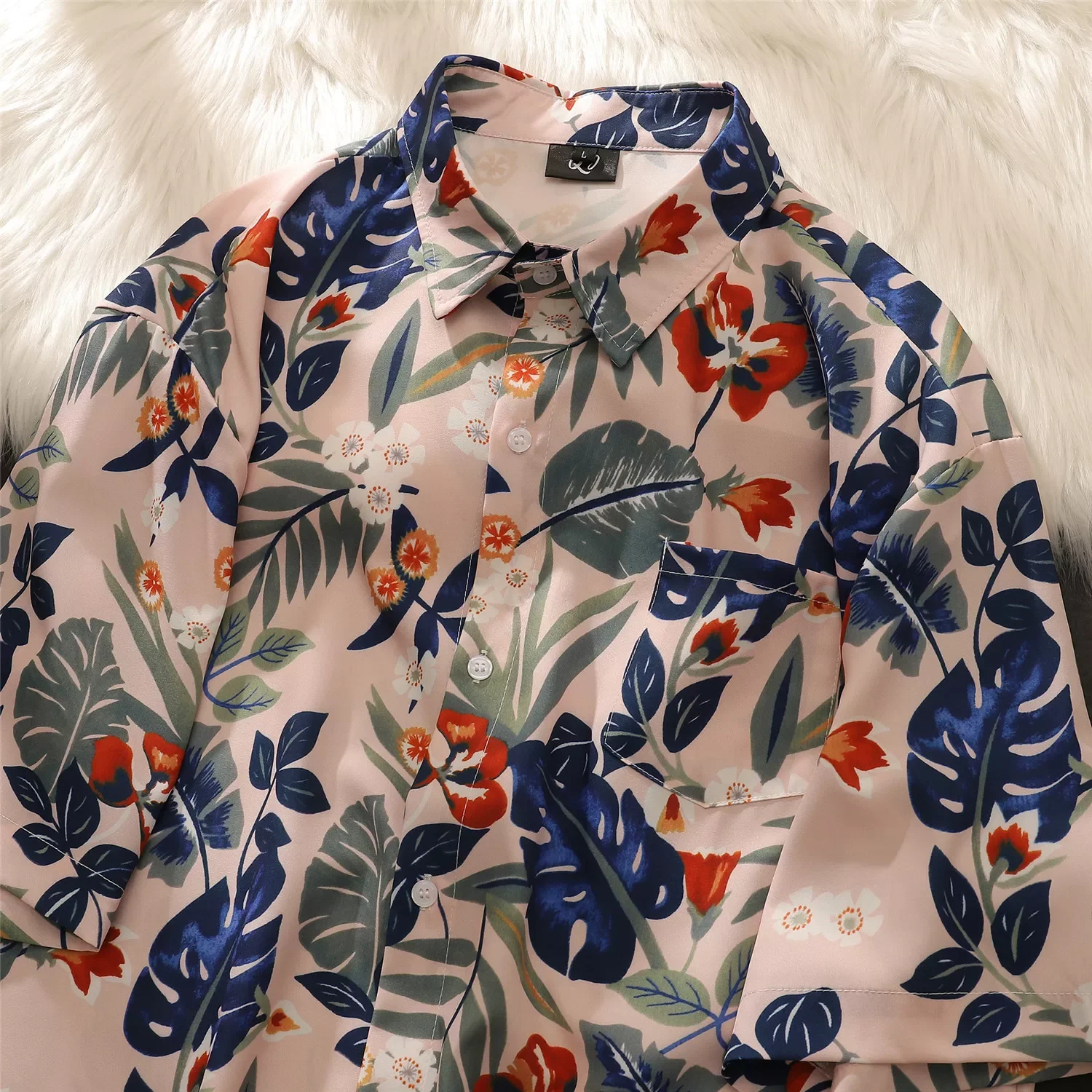 

Printed Beach Tropical Shirts Men Women Turn-down Collar Hip Hop Shirts Neutral Summer Short Sleeve Tie-dye Shirts For Men