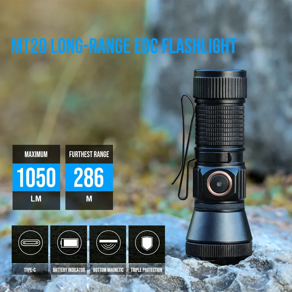 TrustFire MT20 Магнитный фонарик 1050LM Карманный аварийный USB перезаряжаемый
