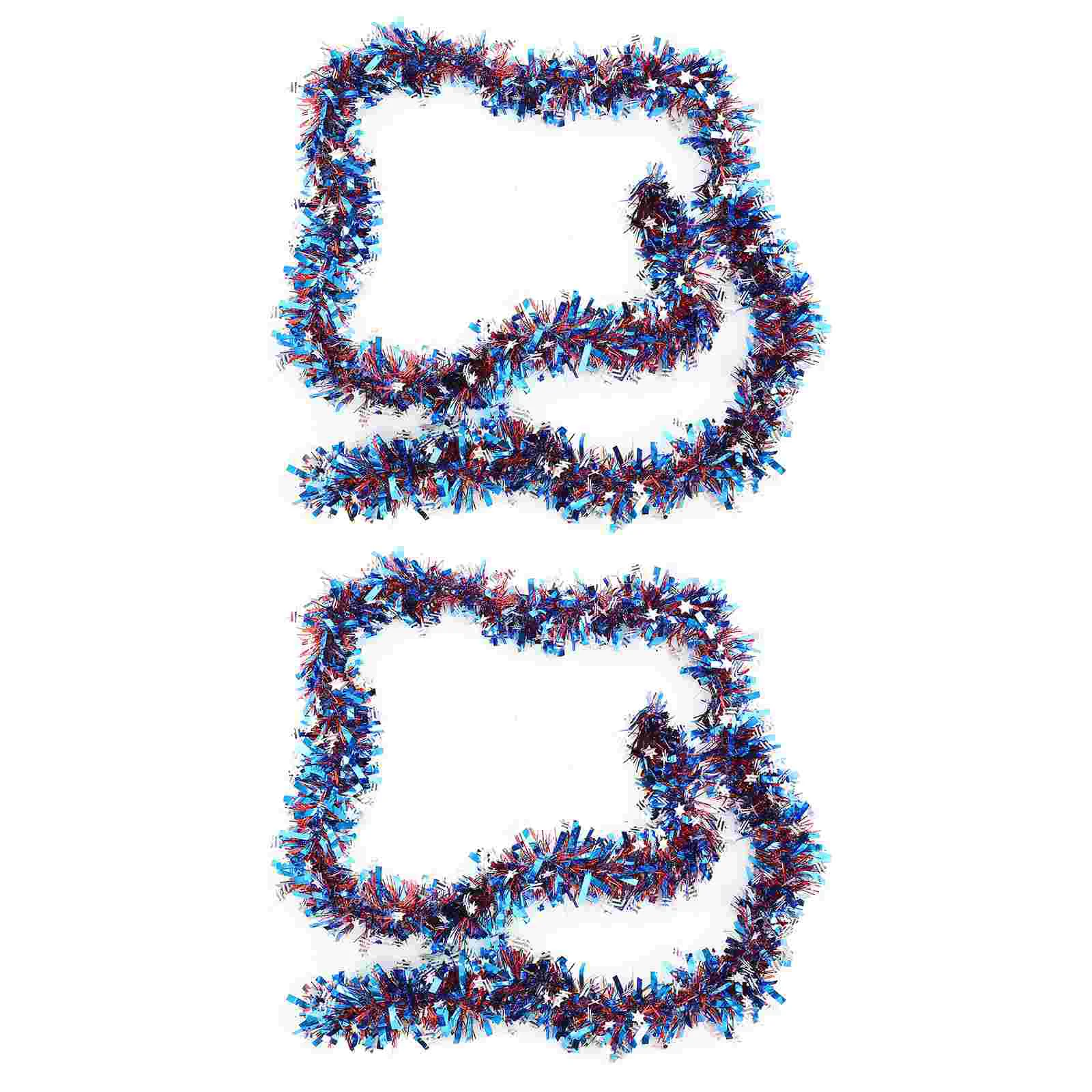 

Tinsel Garland 4Thjuly Day Metallic Garlands Independence Glitter Patriotic Decorations Streamers White Star Sparkly Decor