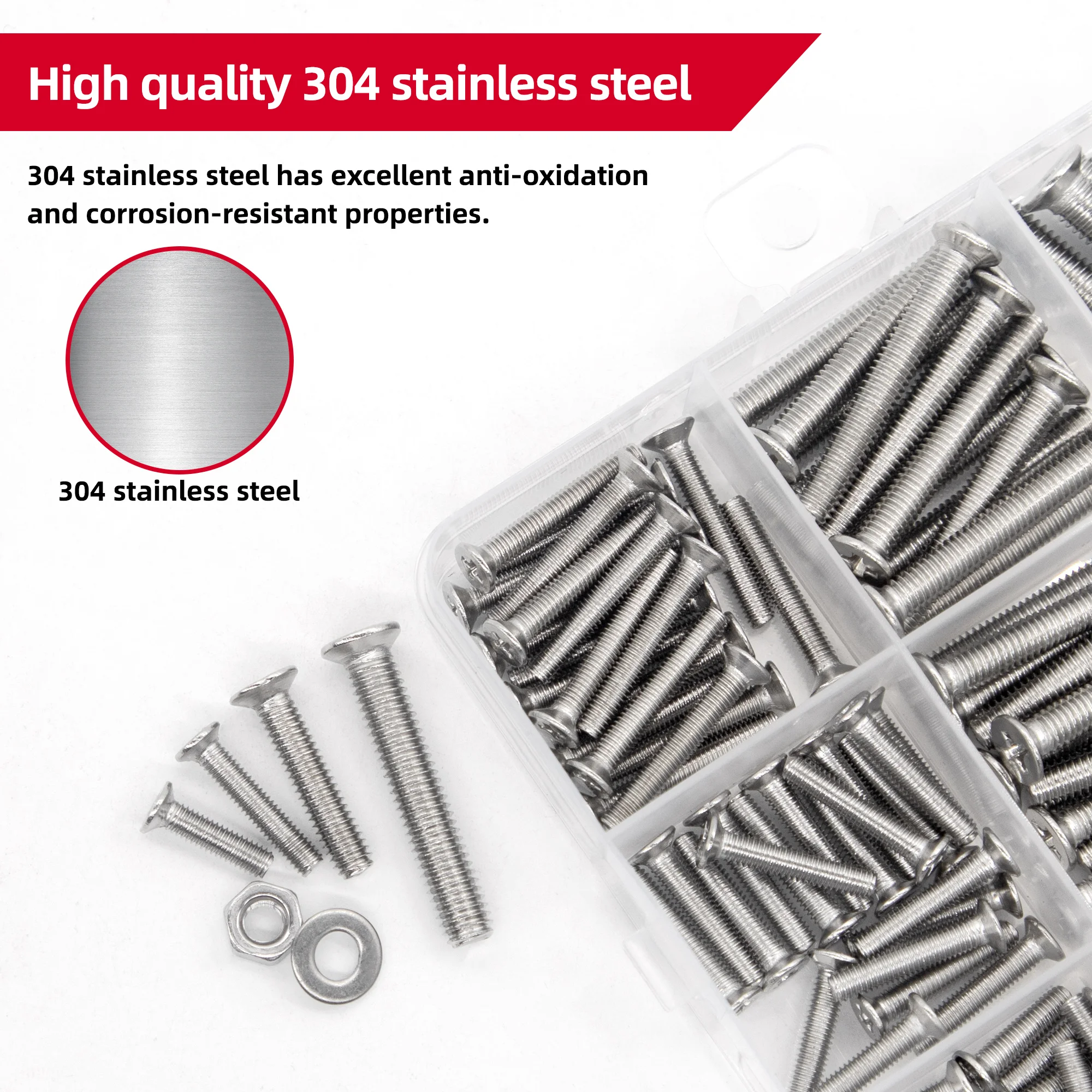518pcs M5 M4 M3 Countersunk Phillips Screws Bolts Nuts Washers sorting Kit l Cross Flat Head Machine Screw
