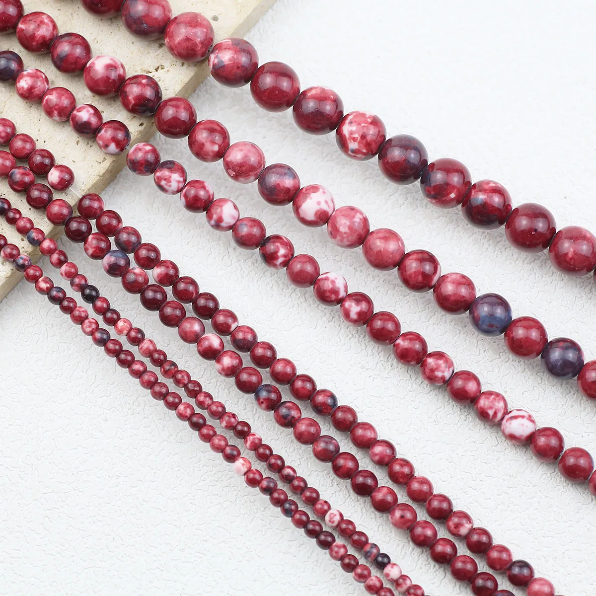 4/6/8/10/12 мм темно-красный белый синтетический Raindrop камень круглый свободный бисер