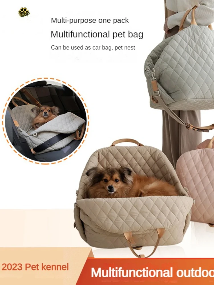 GUCCI GG Sherry Line Beige Canvas Dog Carrier Dog Carry Pet Carrier Bag W40  D