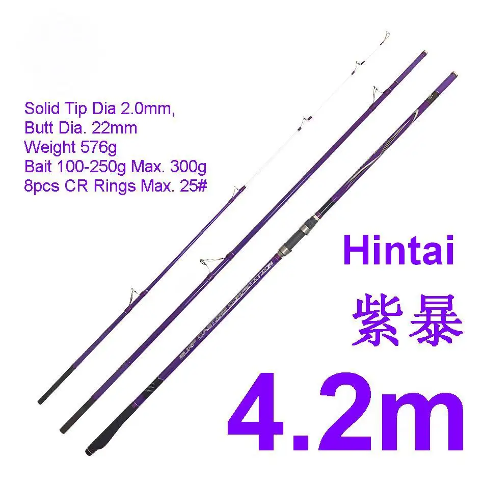 ZZ04 ZZ04A 4.2m CR 576g Hintai Rings Reel Seat SurfCasting Surf Casting Rod Half Solid Tip 2.0-22mm Bait 100-300g