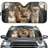 lovely dog family together car sunshade auto interior accessories uv protect foldable front window sun shade 2022