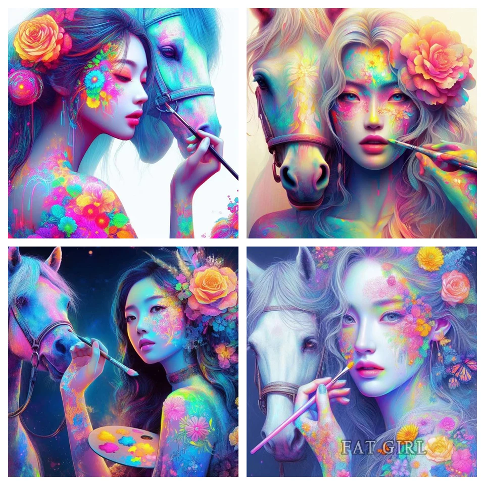 

Набор для алмазной вышивки «лошади и женщины»