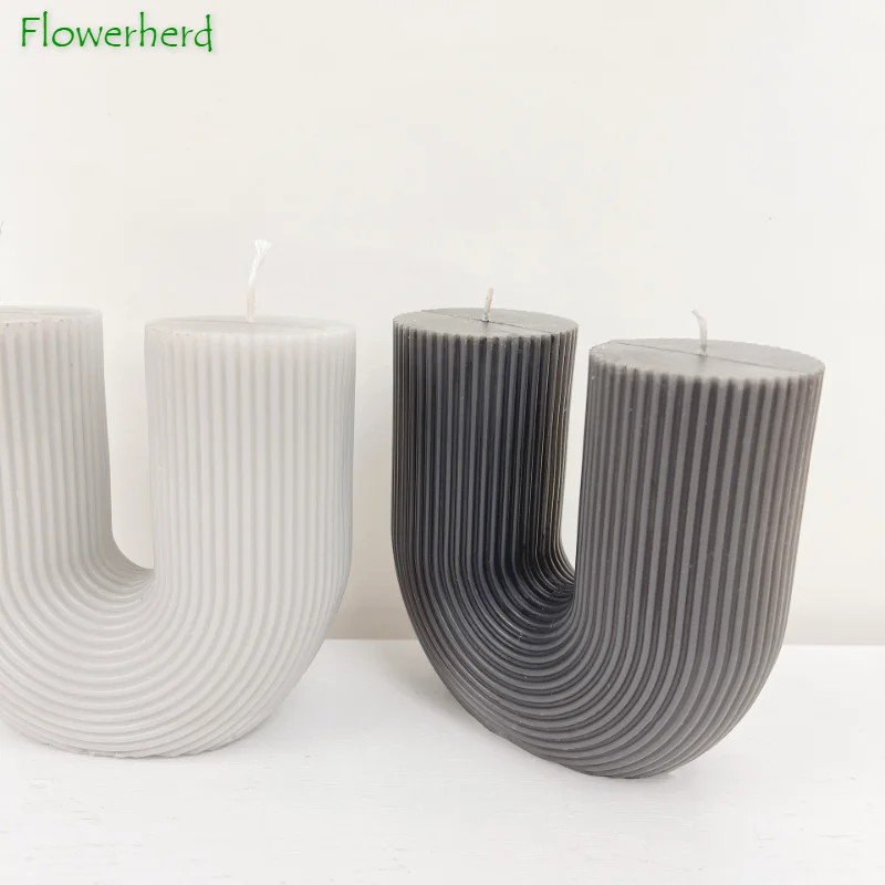 

Fine-toothed U-shaped Double-headed Silicone Two-petal Mold Candle Molds for Candle Making Supplies DIY Scented Plaster Mould