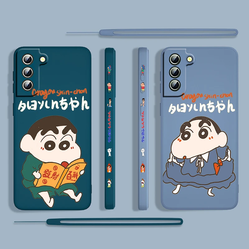 

Anime Crayon Cycling For Samsung Galaxy S22 S21 S20 S10 Note 20 10 Ultra Plus Pro FE Lite Liquid Left Rope Phone Case Cover Capa