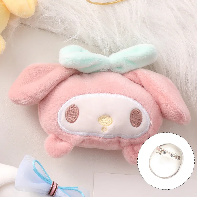 

Kawaii Melody Kuromi Cinnamoroll Аниме Фигурка модель двухмерный помпон пуриновая брошь модная женская модель аксессуары для косплея