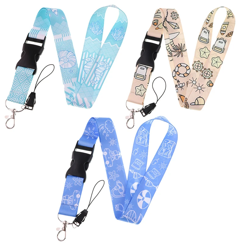 

Модные шнурки с мультяшным аниме-рисунком океана и пляжа, с именем автобуса, держатель для рабочего удостоверения, аксессуары, украшения, де...