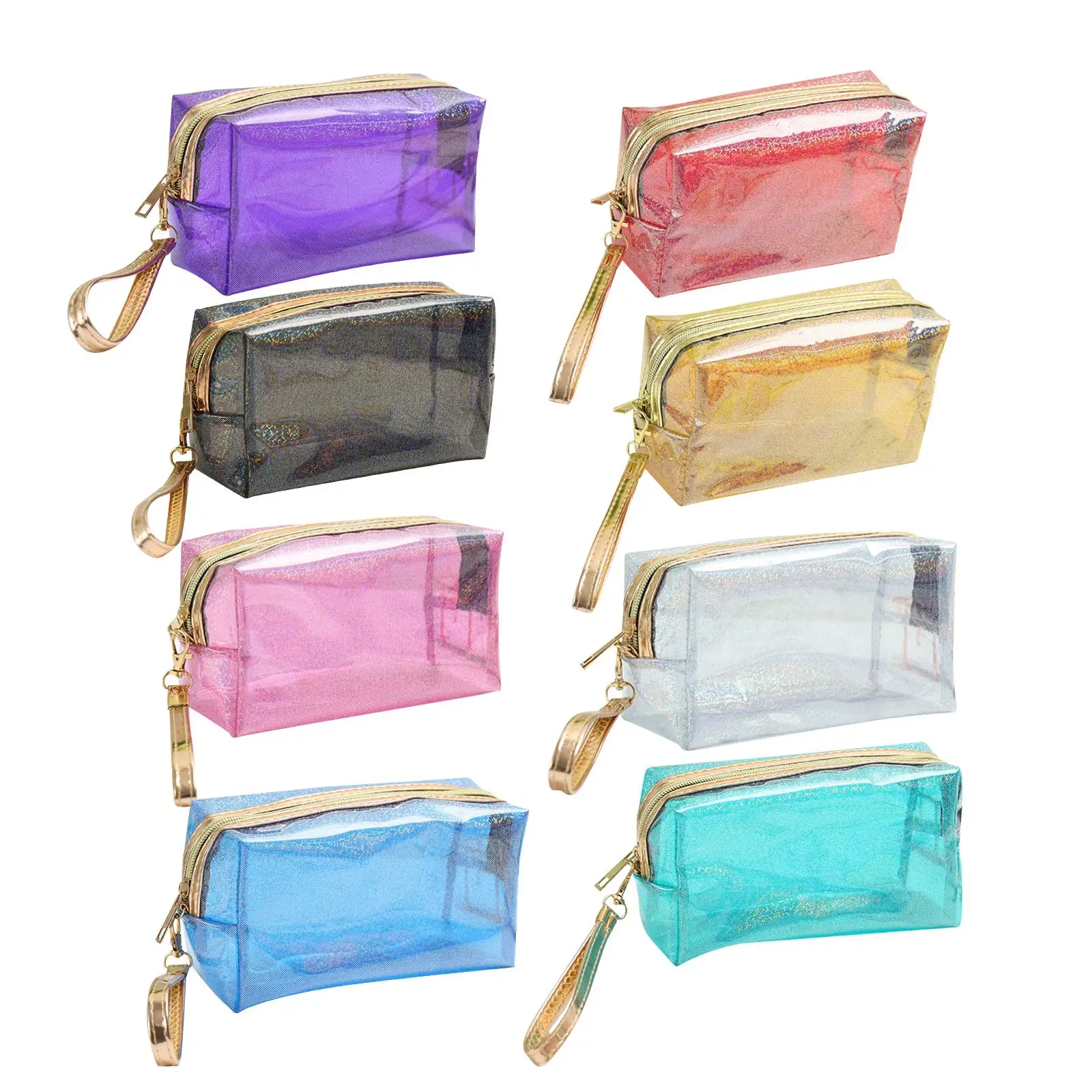 

4Pcs Glitter Translucent Cosmetic Bags Toiletry Bag Bathroom Travel Pouch