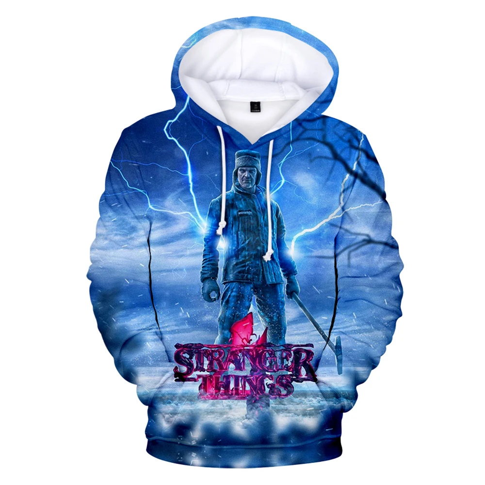 

Худи мужское/женское с 3D-принтом «очень странные дела» и длинным рукавом