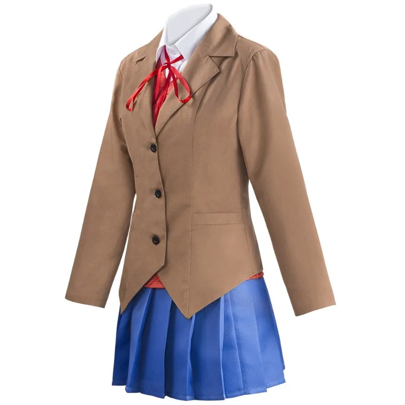 Фото Костюм для косплея по игре Doki Doki Literature Club: Моника, Сайори, Юри, Нацуки. Комплект с париком. Школьная форма для девочек и женщин. №3