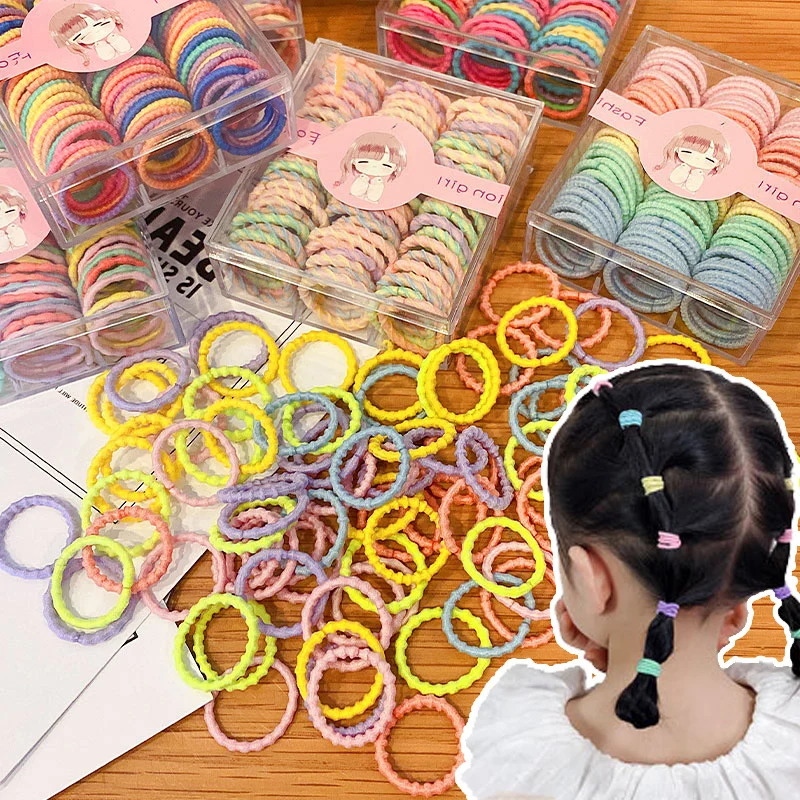 

New 90pcs/lot Hair Bands Girl Candy Color Elastic Rubber Band Hair Band Child Baby Headband Scrunchie Hair Accessories for Hair