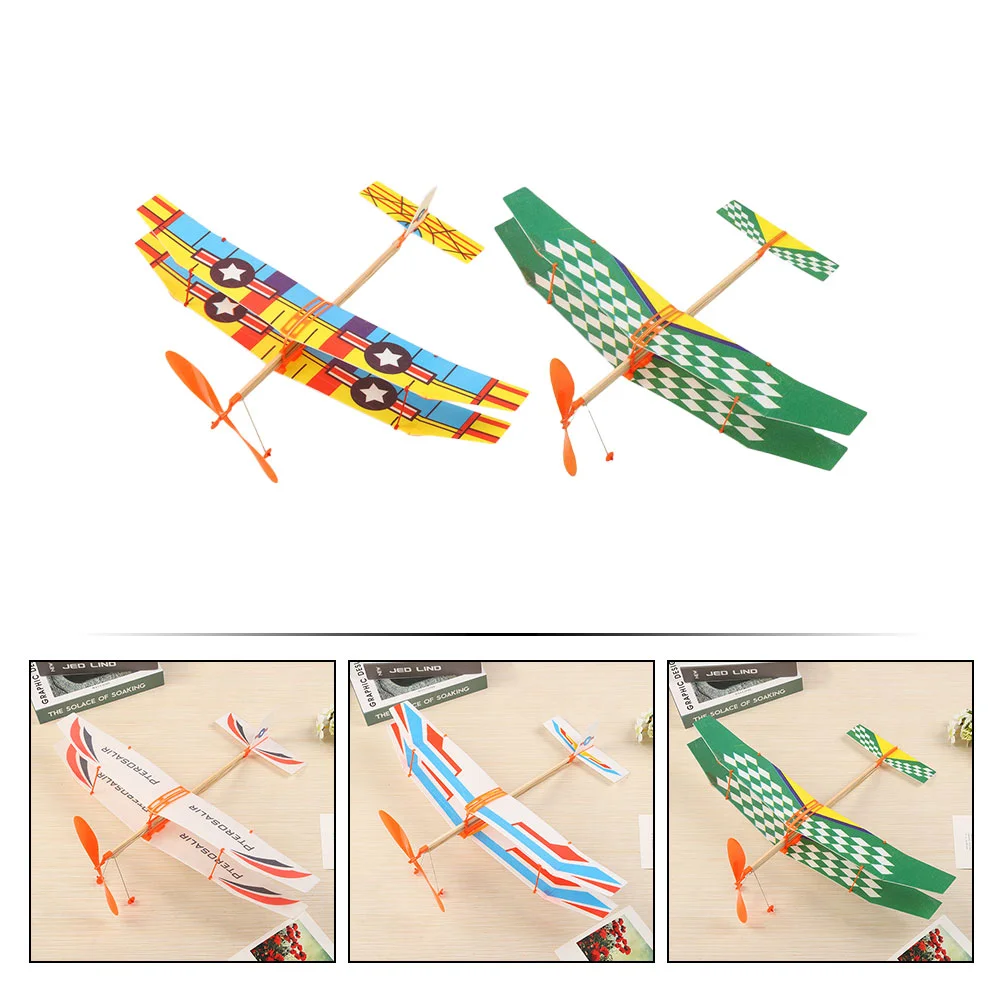 

Rubber Band Plane Educational Assemble Aircraft Airplane Glider Toy Model Mini Planes Biplane Powered Kids Toys Flies