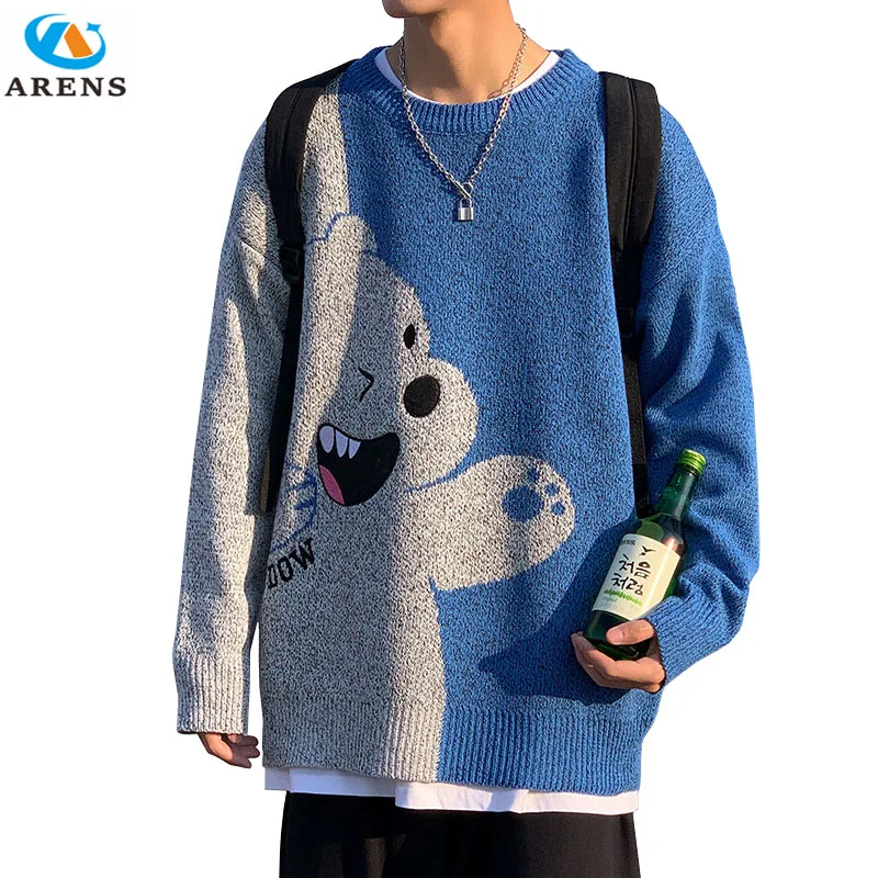 

ARENS Jumper Sweater Men Winter Warm Stitch Pullover Harajuku Anime Sweat Tops Christmas 2022 Aesthetic Gothic Clothes Hipster