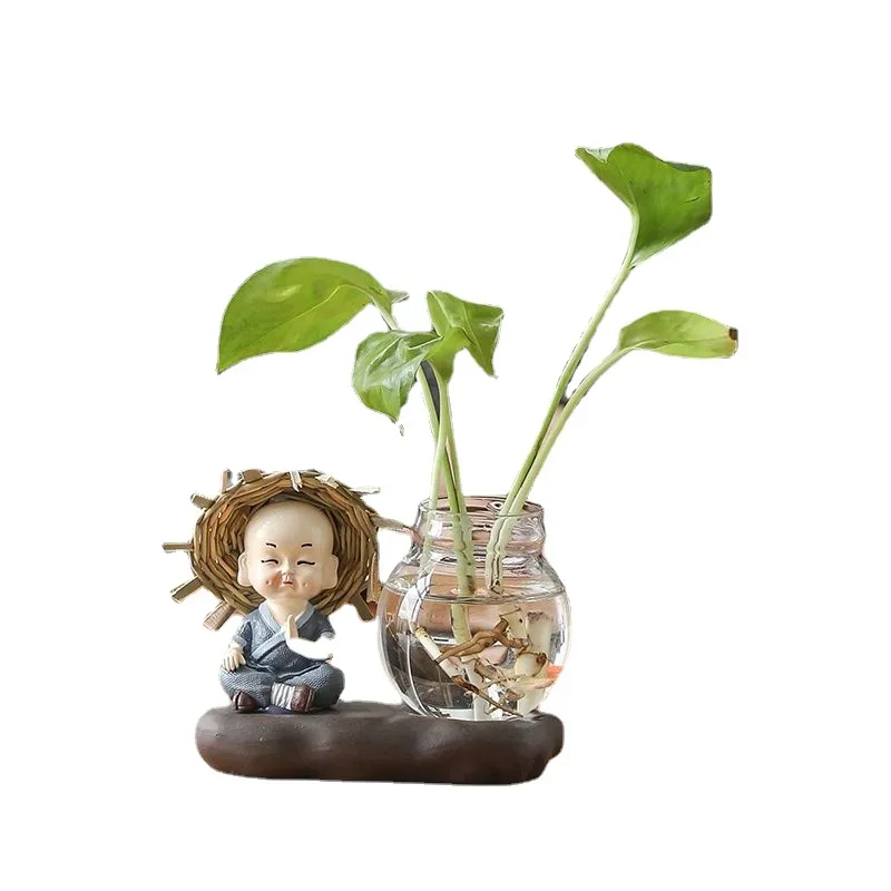 Соломенная шляпа для мальчиков монахи цветочные горшки сосуды вазы прозрачное