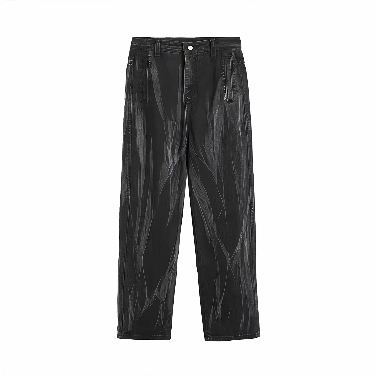 American Gothic Hip Hop Black Jeans Man Designer Tie Dye Straight Baggy Casual Pants Vintage Streetwear Wide Leg Denim Trousers
