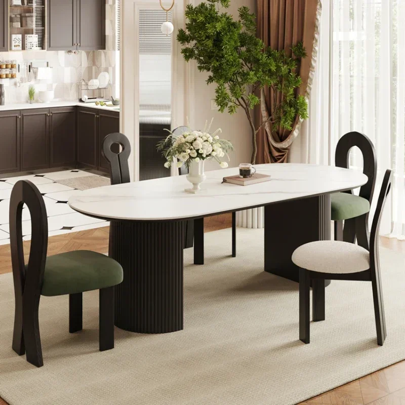 Кухонный овальный обеденный стол дизайнерский кофейный мрамор сидячий